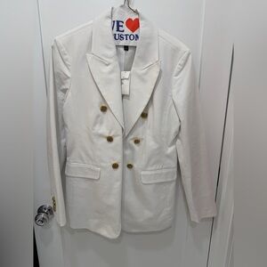 Banana Republic Factory White Blazer with Gold Buttons